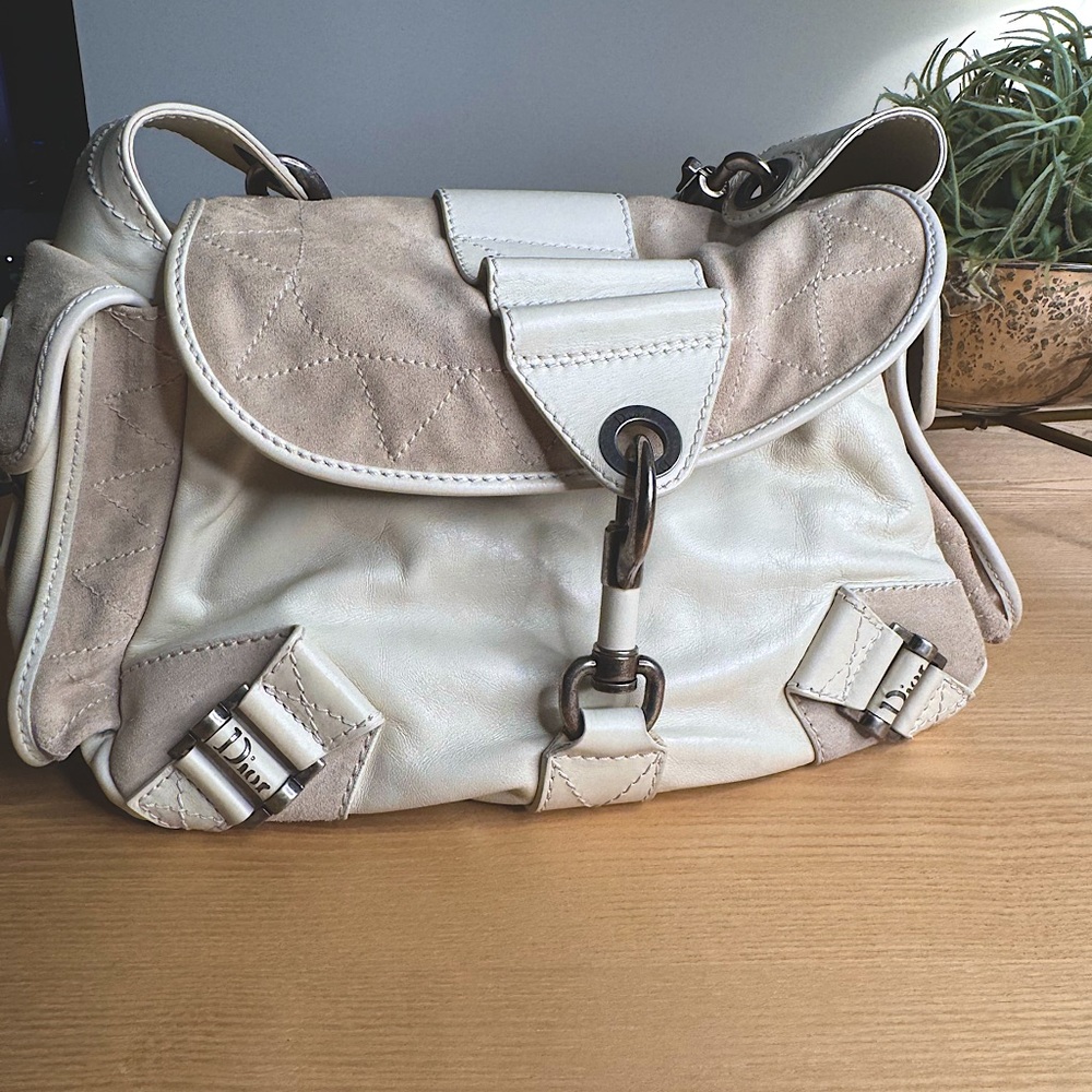 Christian Dior Vintage Suede & Leather Rebelle Bag